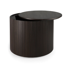Odkl&aacute;dac&iacute; stolek Roller Max Side Table, design Jacques Deneef, tmavě mořen&eacute; mahagonov&eacute; dřevo, &uacute;ložn&yacute; prostor,cena od 9&nbsp;854&nbsp;Kč