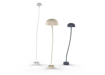 Stojac&iacute; lampa Curves, lakovan&yacute; kov a&nbsp;matn&yacute; akryl, v&yacute;&scaron;ka 104,6 až 163 cm, cena na dotaz