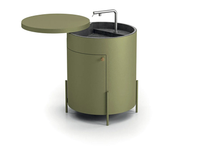 Modul&aacute;rn&iacute; venkovn&iacute; kuchyň Phil (Ethimo),design Gordon Guillaumier, kov a&nbsp;teakov&eacute; dřevo, v&yacute;&scaron;ka 98 cm, cena na dotaz