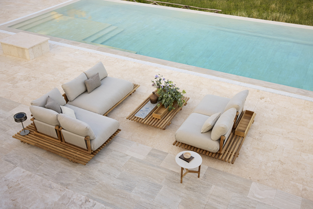 Modulov&aacute; sedac&iacute; souprava Mellow, design Cane-line Design, t&yacute;kov&yacute; masiv, outdoorov&aacute; textilie, cena 412&nbsp;100 Kč 