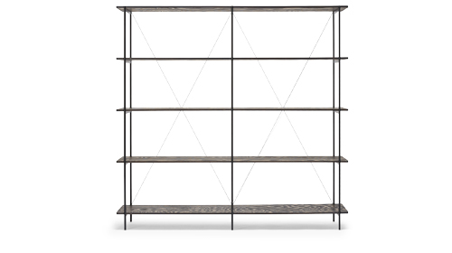 Policov&yacute; syst&eacute;m / knihovna Shelf One, design Tom&aacute;&scaron; Varga, b&iacute;l&eacute;,  bělen&eacute; nebo kart&aacute;čovan&eacute; čern&eacute; dřevo či vzor Camo, 77,6 &times; 80,2 &times; 29 cm, cena od 7&nbsp;200&nbsp;Kč 